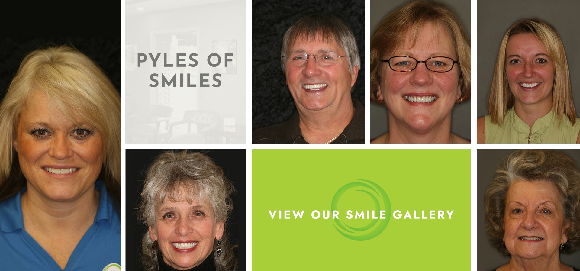 A collage of Dr. Greg Pyle's patients sporting their new smile